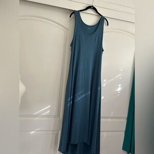 GARNET HILL A-Line Teal Maxi Dress with Hi-Low Hem, Sz XL